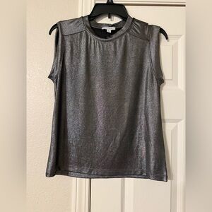 Evereve Shimmer Metallic Tank Top - Silver